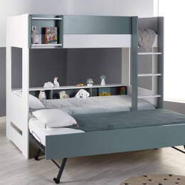 Lit superposé 3 places Opus Blanc & Vert mousse