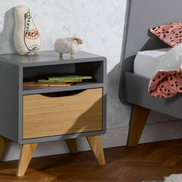 Table de chevet Chêne & Gris Flanelle Origine
