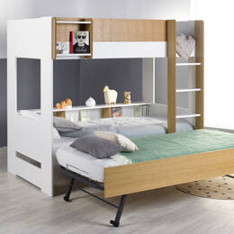 Lit superposé 3 places + 3 matelas Blanc & Bois OPUS