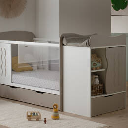 Lit bébé évolutif combiné Belem Lin & Blanc