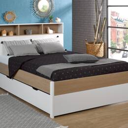 Lit 2 places 140x200 cm + Tête de lit Nomade + 2 tiroirs