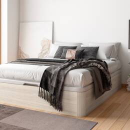 Lit coffre 140x200 TEMMA Chêne blanchi