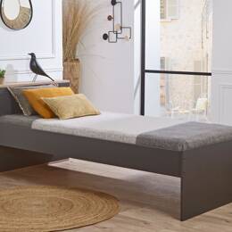 Lit enfant avec rangement 90x200 Anthracite & Bois Milor
