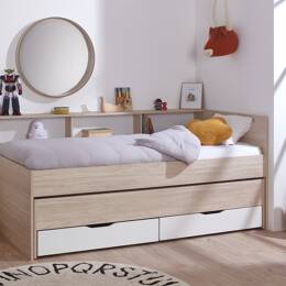 Lit gigogne avec rangements Wallis + 2 Matelas
