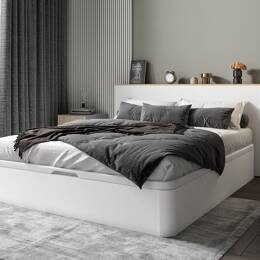 Lit coffre 160x200 avec tête de lit TEMMA Blanc