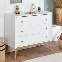 Commode 3 tiroirs Gaïa Blanc & Chêne