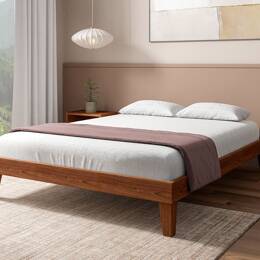 Lit en hêtre massif 140x190 Noyer Baden