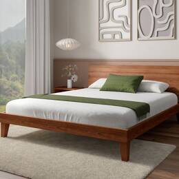 Lit avec tête de lit pleine en bois massif 160x200 Baden Noyer