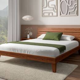 Lit avec tête de lit trio en bois massif 160x200 Baden Noyer