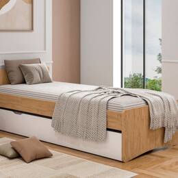 Lit gigogne 90x200 Chêne & Blanc Lena