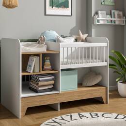 Lit bébé évolutif combiné Calisson Blanc & Chêne