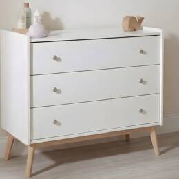Commode 3 tiroirs Gaïa Blanc & Chêne