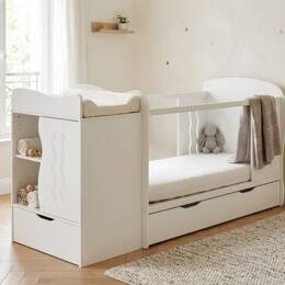 Lit bébé évolutif combiné 70x140 Blanc Belem