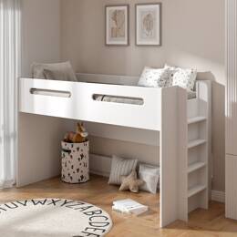 Lit mi-hauteur 90x190 Blanc Plume