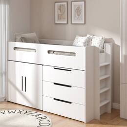 Lit mi-hauteur combiné Plume Blanc 90x190 cm