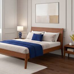 Lit en bois massif 160x200 Noyer Brehat