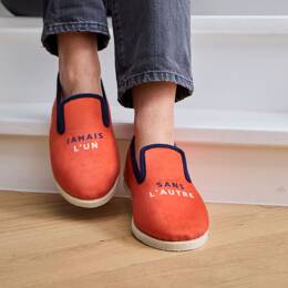 Charentaises JAMAIS_5A ORANGE Chausse Mouton Chaussons laine