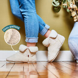 Charentaises CELESTINE_5A ECRU Chausse Mouton Chaussons laine