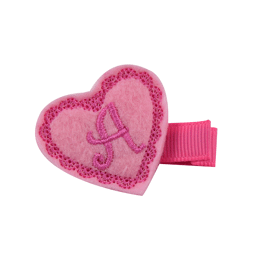 Barrette coeur rose initiale personnalisée