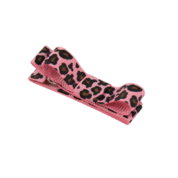 Barrette noeud léopard rose