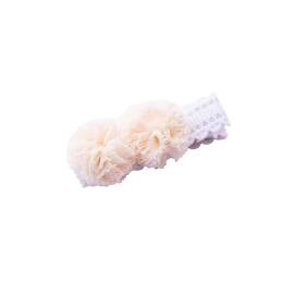 Barrette pompons tulle beige