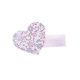 Barrette coeur fleuri mauve