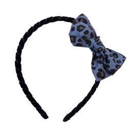 Serre-tête fille noeud jean leopard