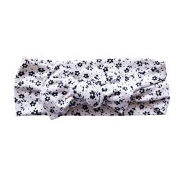 Bandeau bébé jersey blanc fleurs noires