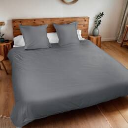 Parure de lit  percale de coton bio | Gris anthracite