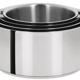 Série de 4 casseroles inox à poignée amovible