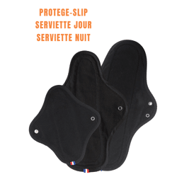 Coffret Découverte — Serviettes hygiéniques lavables Noires