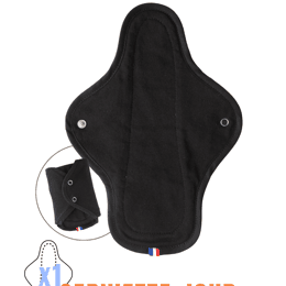 Serviette Hygiénique Lavable noire, modèle JOUR