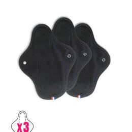 Le Trio serviettes lavables Ado en coton bio - Noir