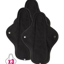 Le Trio Serviettes JOUR noires en coton bio