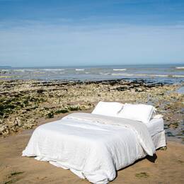 Housse de Couette en Lin Lavé Craie