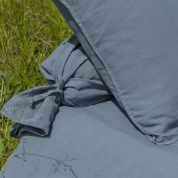 Taie de Traversin en Lin Lavé Bleu Ardoise