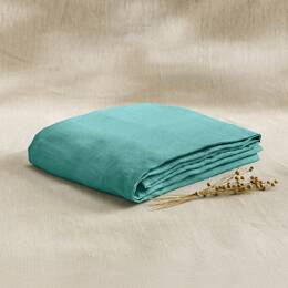 Drap Plat en Lin Lavé Bleu Lagon