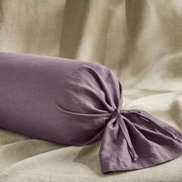 Taie de Traversin en Lin Lavé Prune