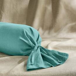 Taie de Traversin en Lin Lavé Bleu Lagon