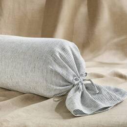 Taie de Traversin en Lin Lavé Rayure Silex