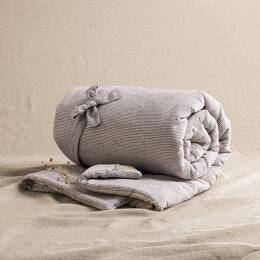 Courtepointe en Lin Lavé Rayure Prune