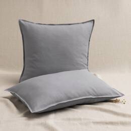 Taie d’Oreiller en Lin Lavé Gris Cendre