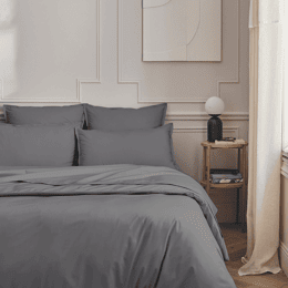 Housse de couette en percale de coton Première Basalte 140x200 cm