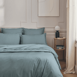 Housse de couette en percale de coton Première Bleu Glacier 260x240 cm