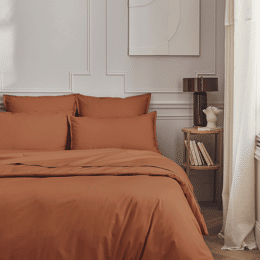 Housse de couette en percale de coton Première Terre de sienne 140x200cm