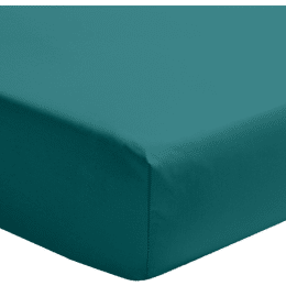 Drap housse en percale de coton Première Emeraude 160x200 cm - Bonnet de 30 cm