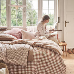Parure en percale de coton Vichy Made in France
