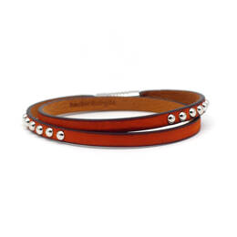 Bracelet double tour cuir clouté femme Le Sirli