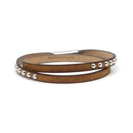 Bracelet double tour cuir clouté femme Le Sirli