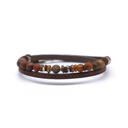 Bracelet double cuir et perles homme L'Urubu